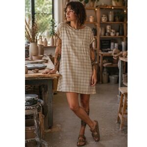 Altar Houseline‎ T-Shirt Dress Windowpane Women's Medium Mini PDX USA